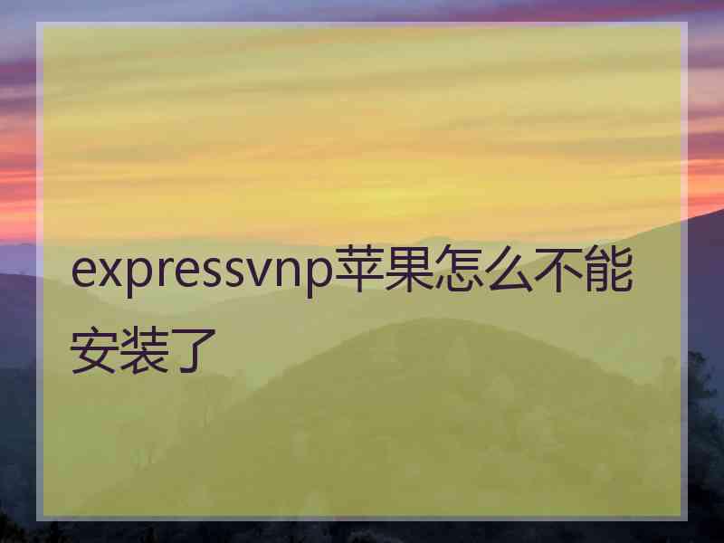 expressvnp苹果怎么不能安装了